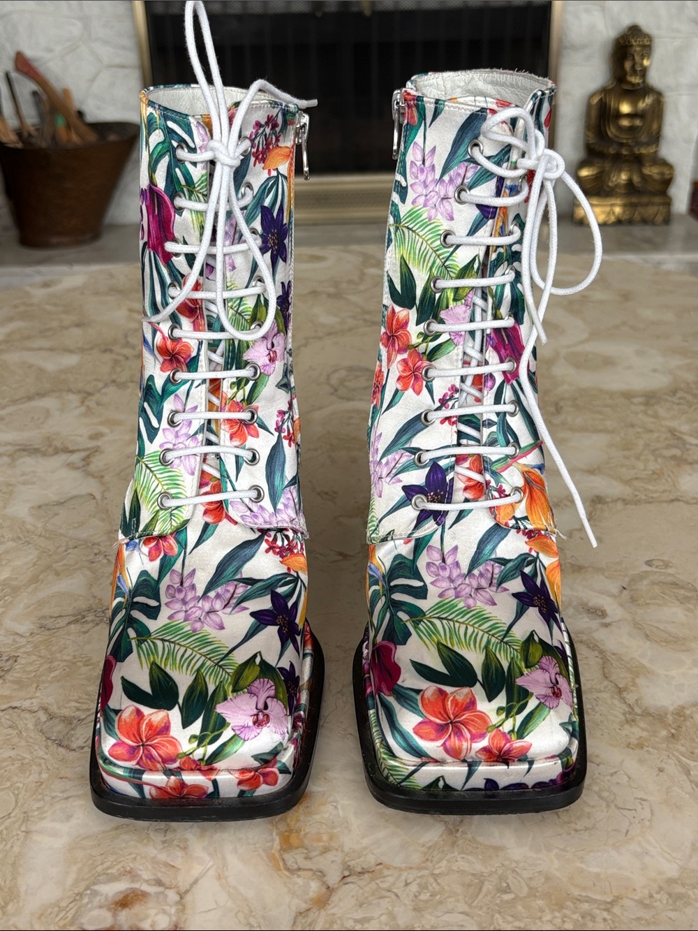 L’Intervalle Botanical Satin Platform Lace-Up Ankle Boots – Size 38 - Picture 3 of 14